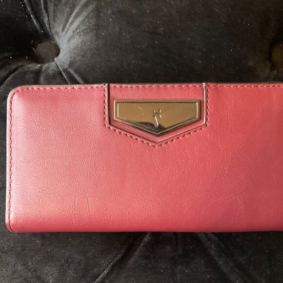 Simply Vera Vera Wang Maroon Clip Close Wallet - Black Hardware - 7"x3.5"x0.75" - Picture 1 of 8